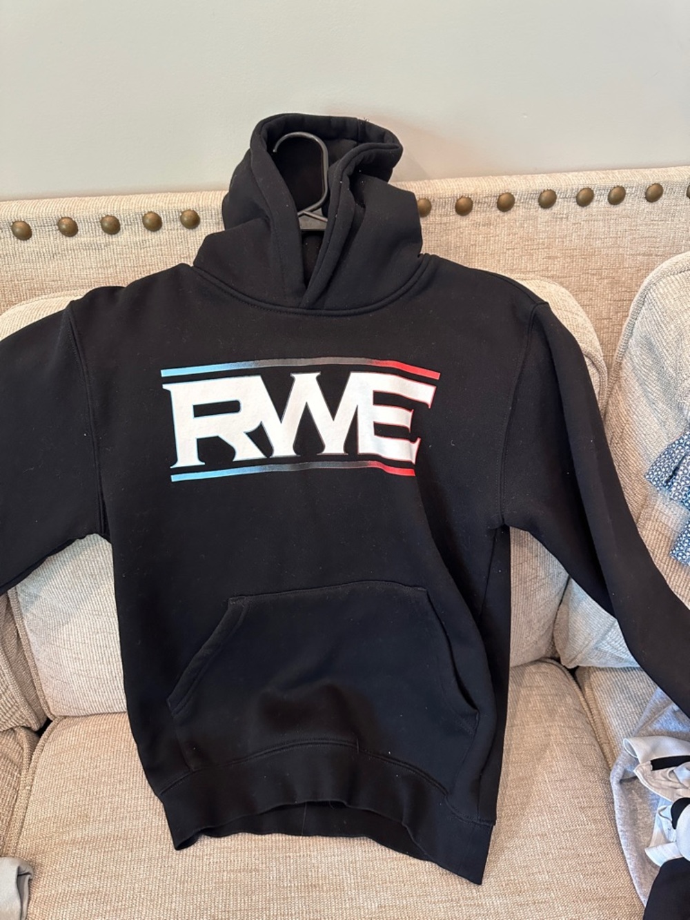 Overtime Kids' Black Hoodie with Tricolor Logo